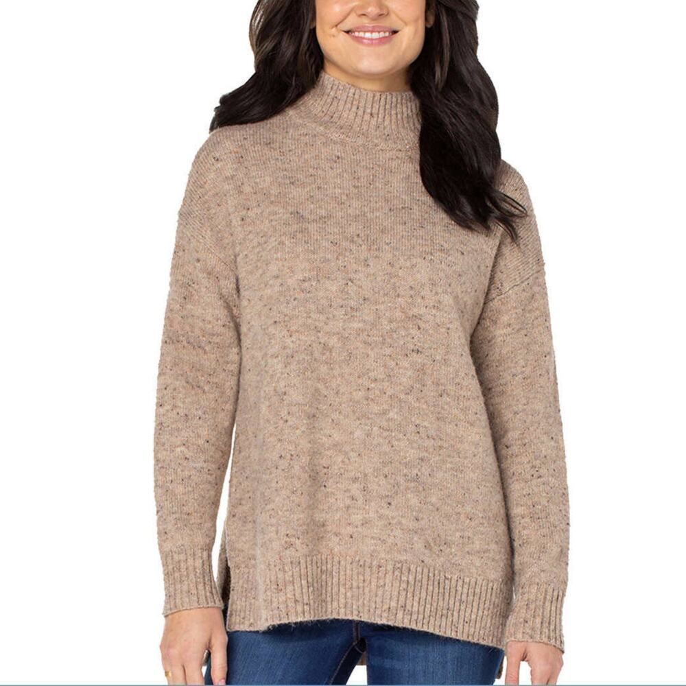 NWT Well Worn Women's Mock Neck High Low Hem Cozy Soft Nep Yarn Sweater